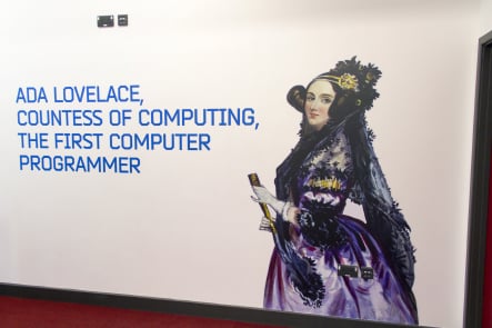 Computer science and history infographic corridor wall art