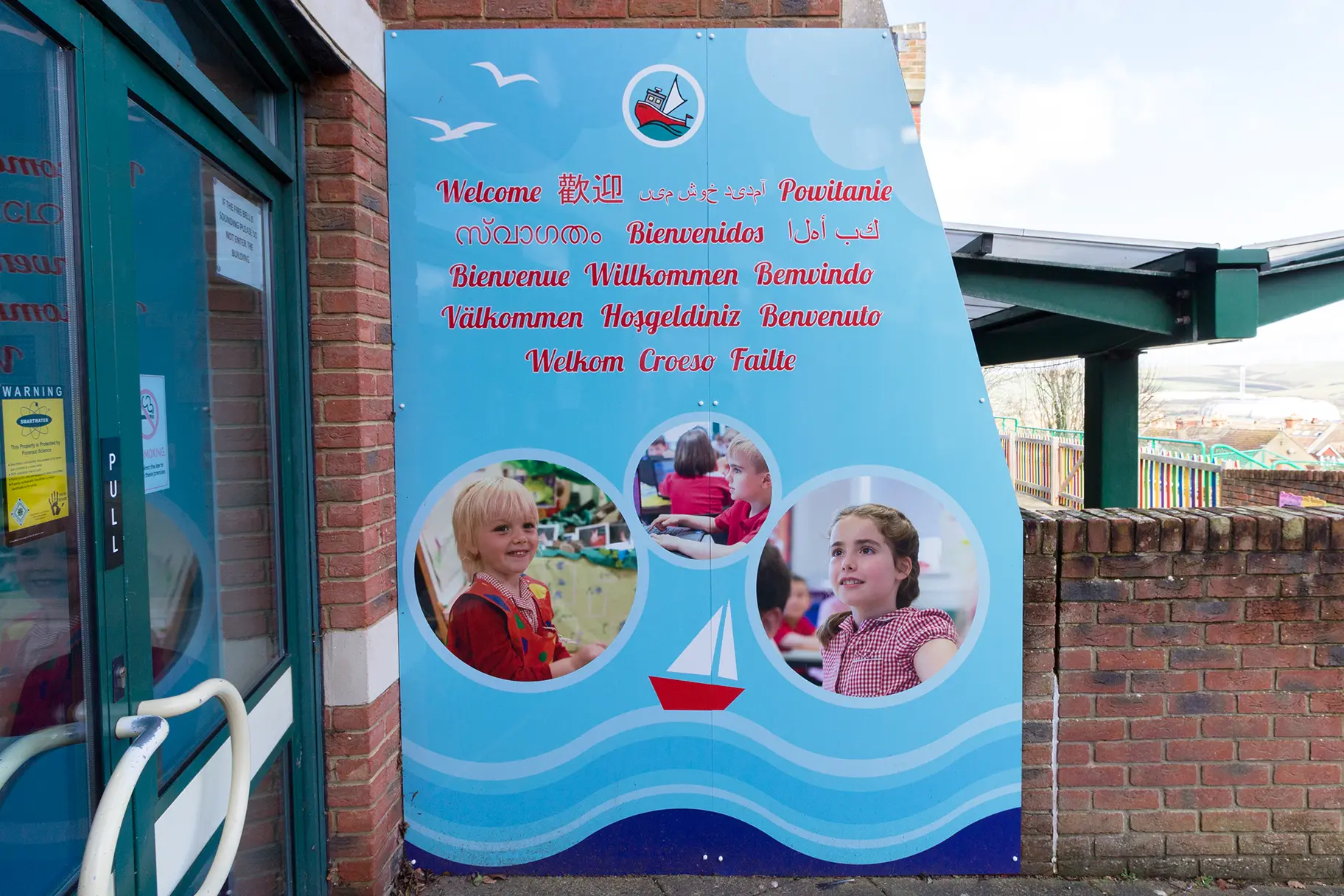 Harbour Primary and Nursery bespoke external welcome wall art