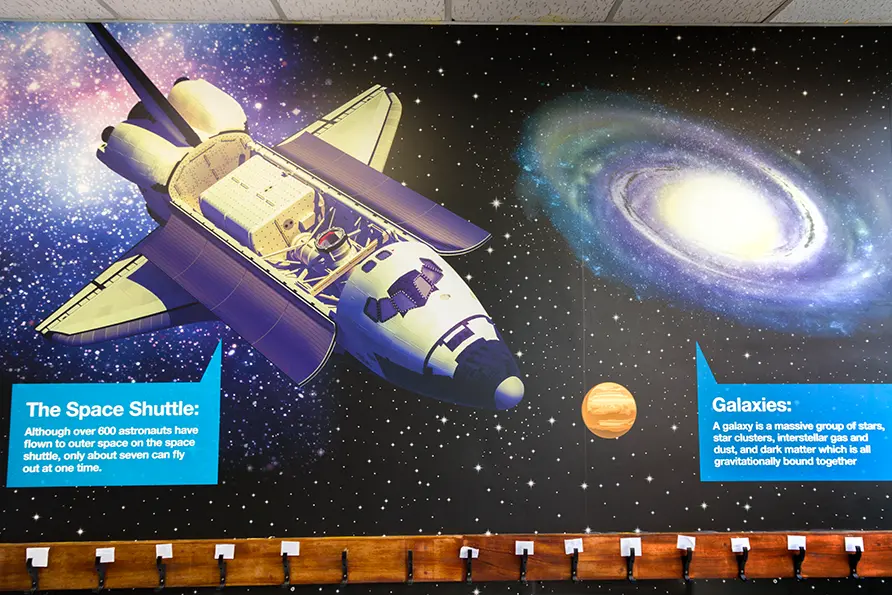 Schools bespoke science themed large format corridor wall art