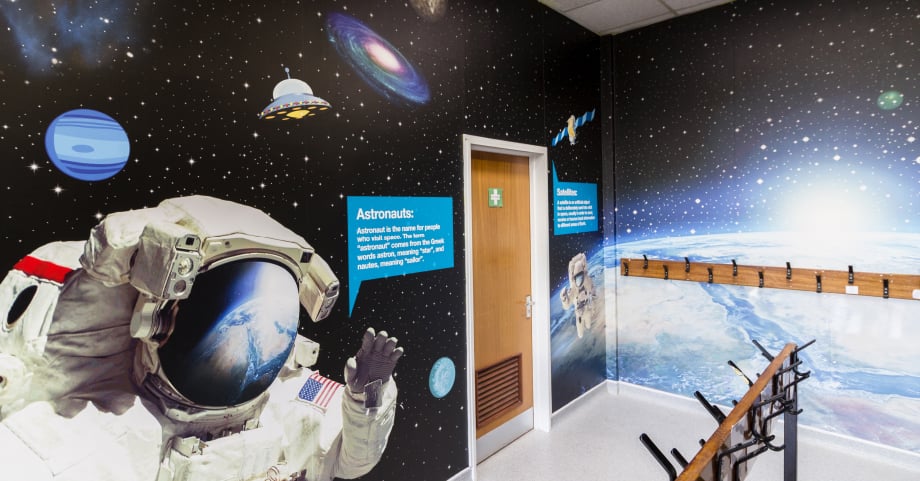 Wallisdean Infant School large format science themed corridor wall art