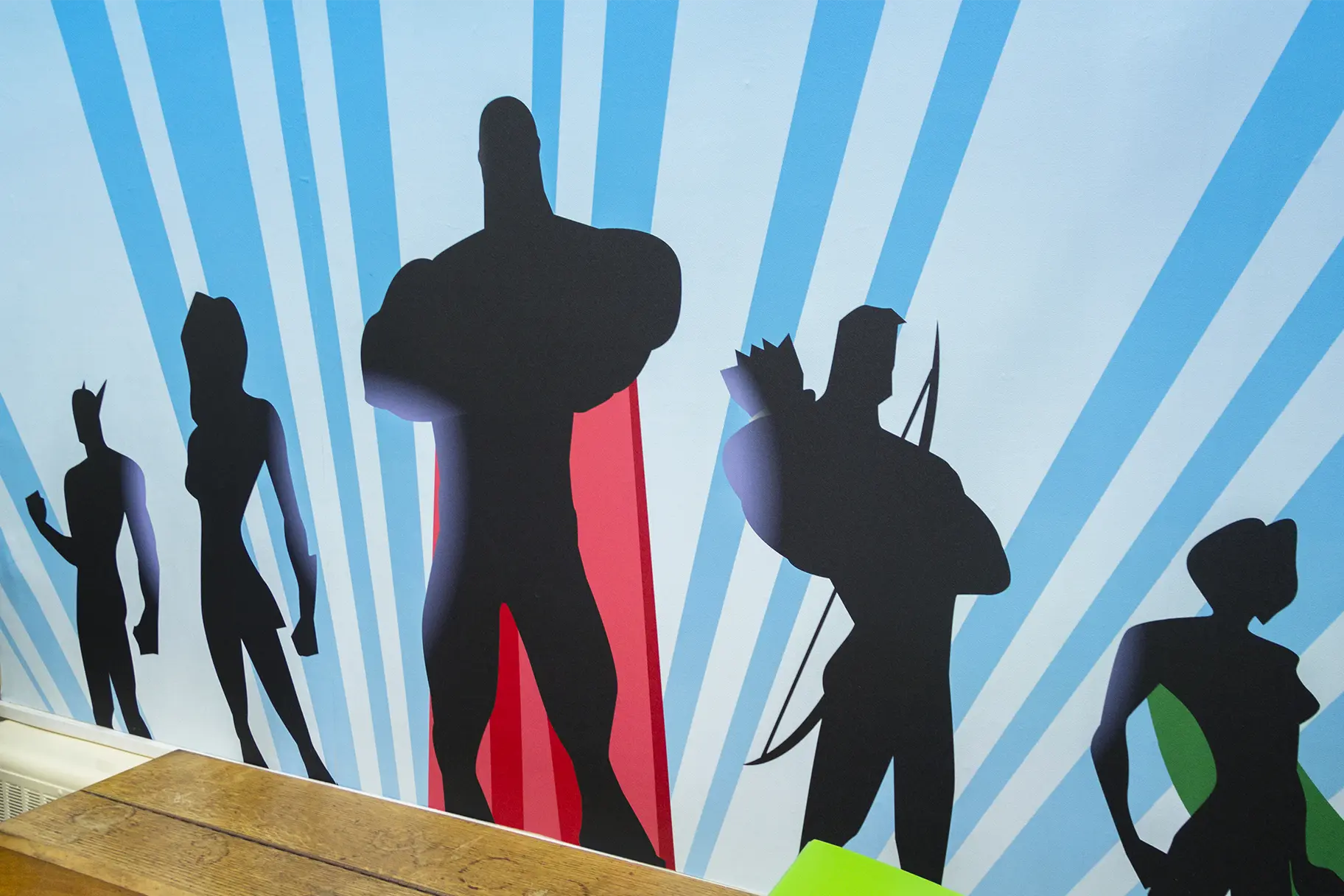 Harris Primary Academy Bespoke superhero themed school hall Wall Art