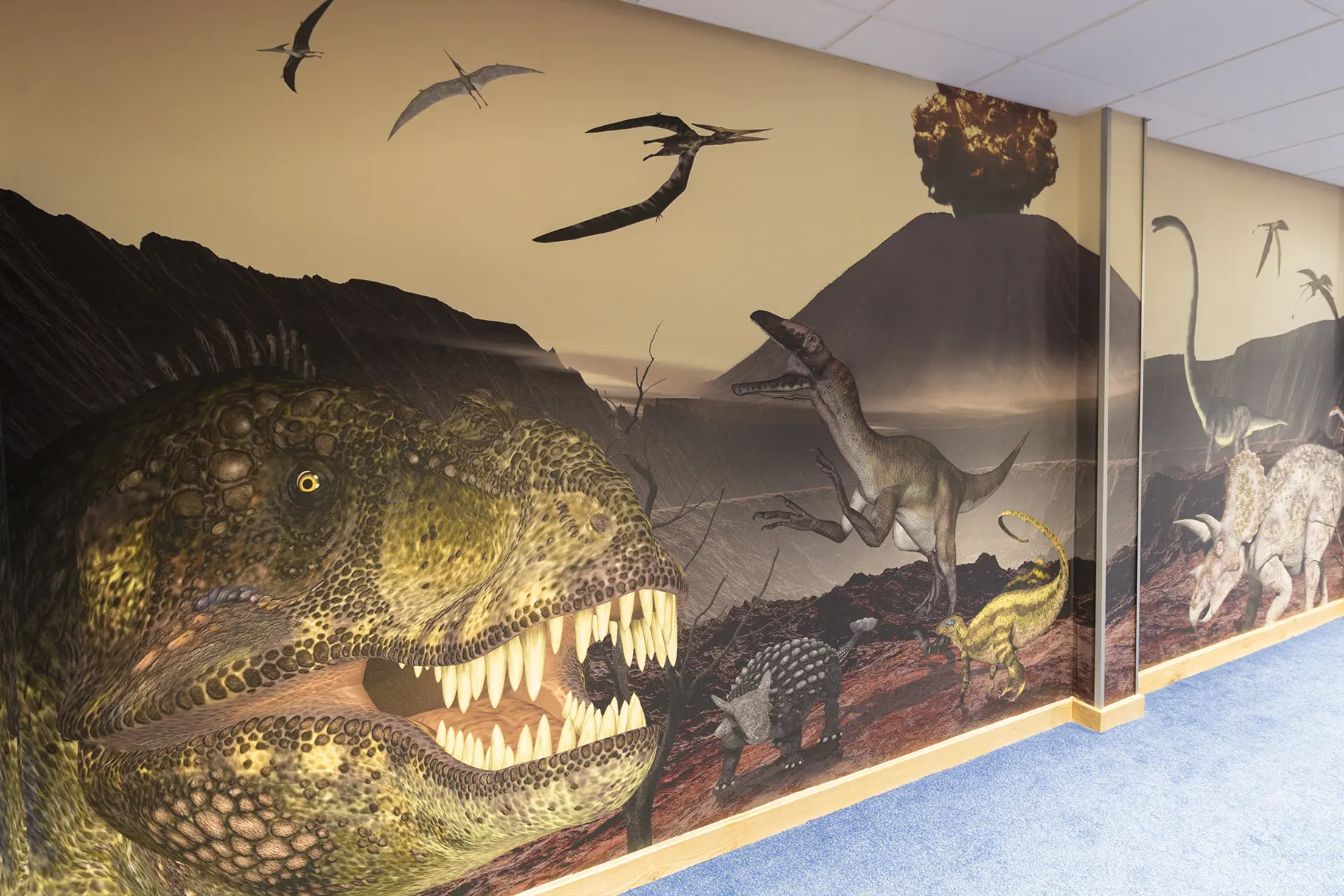 Lee Chapel School bespoke dinosaur large format corridor wall art