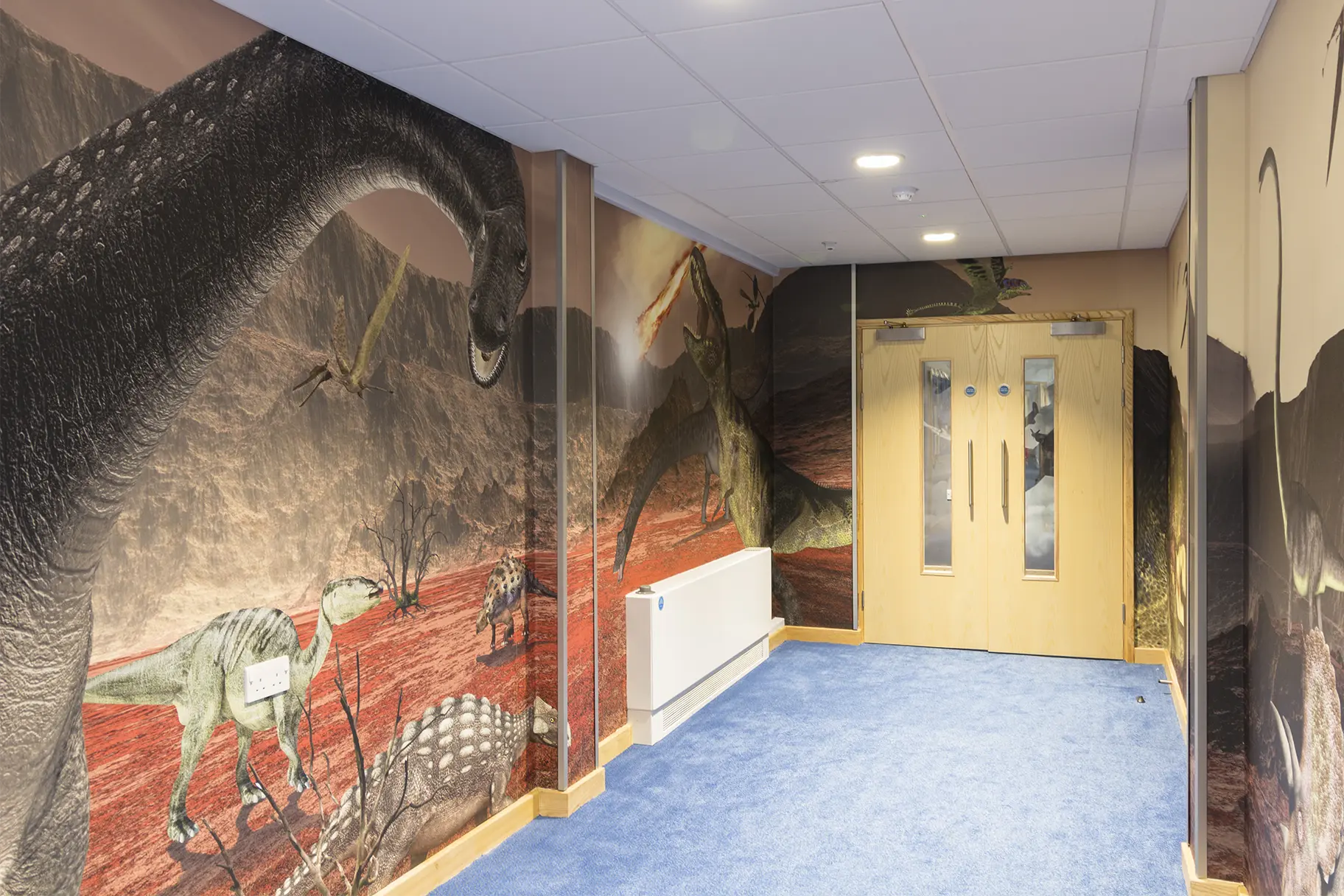 Lee Chapel School bespoke dinosaur themed corridor wall art