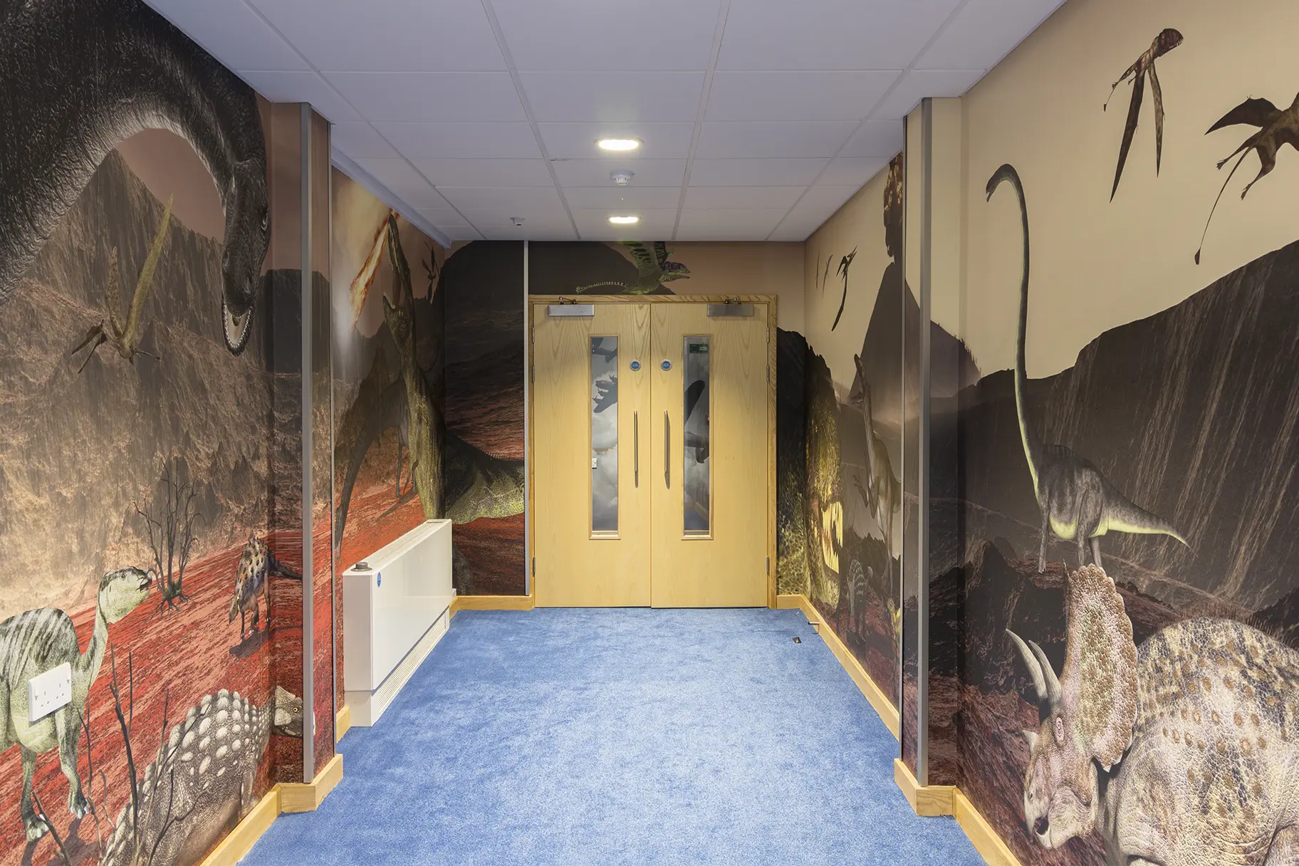 Lee Chapel dinosaur feature history corridor wall art