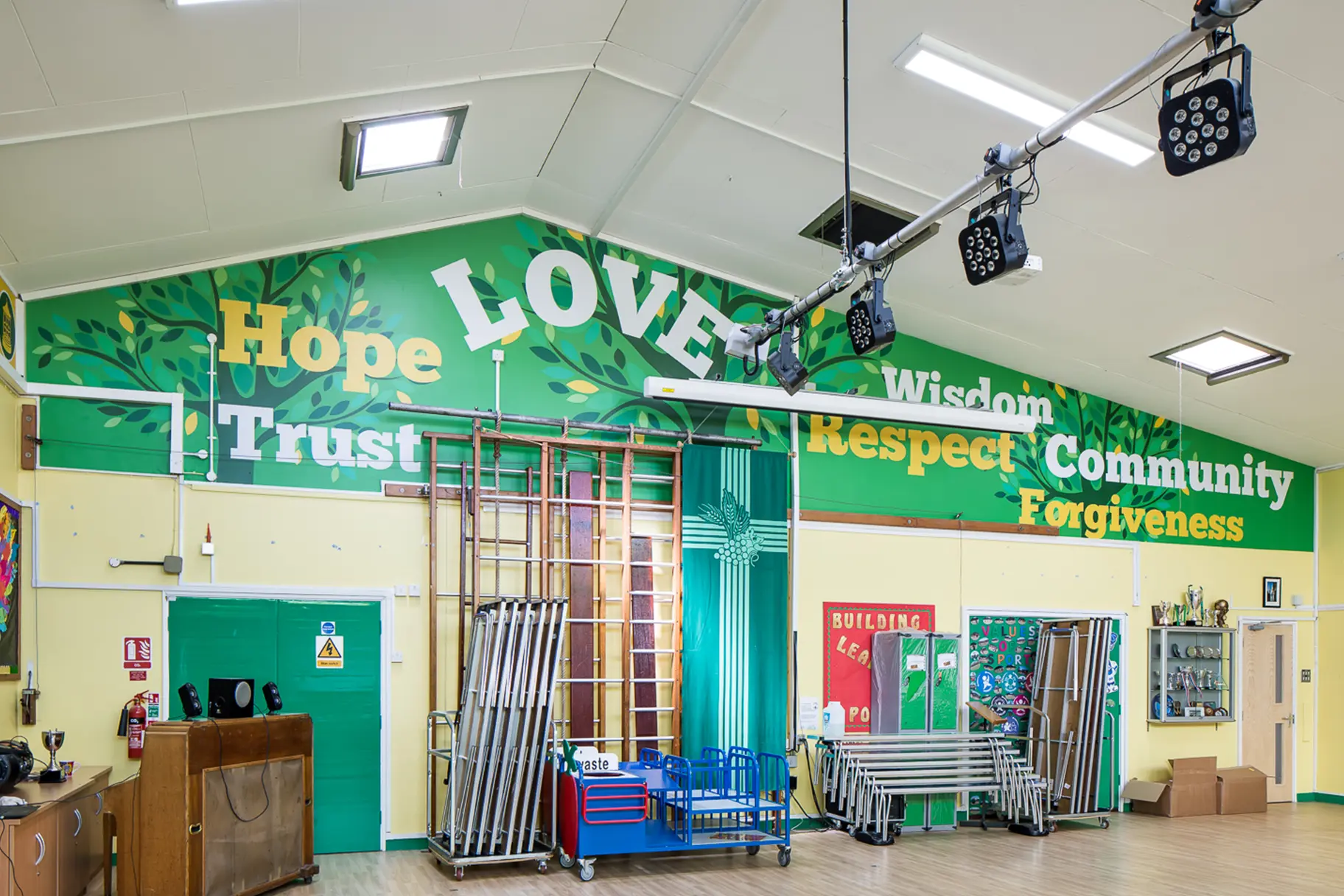 St Marys community values school hall wall art