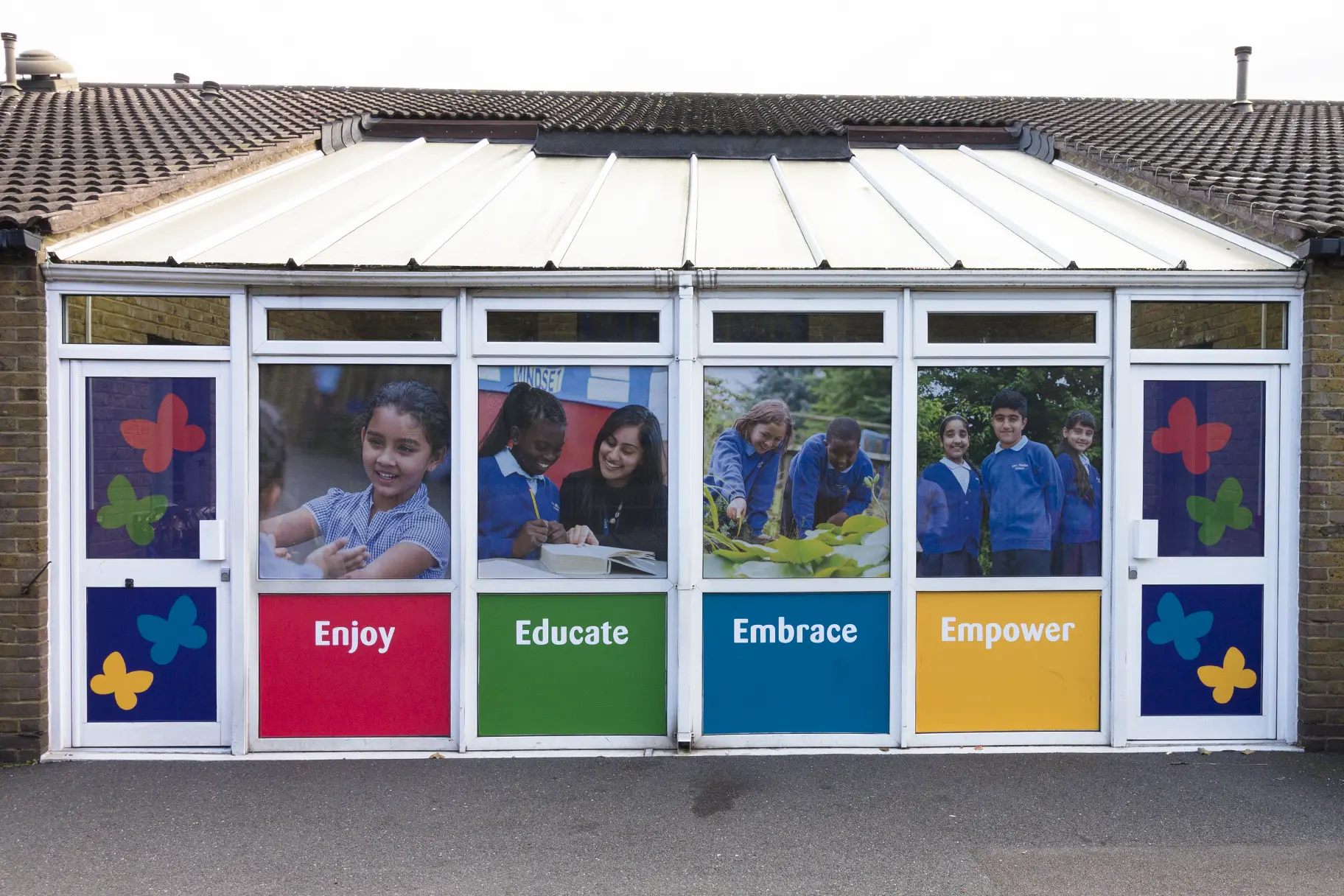 Bespoke school pupil photography for external doors and Wall Art