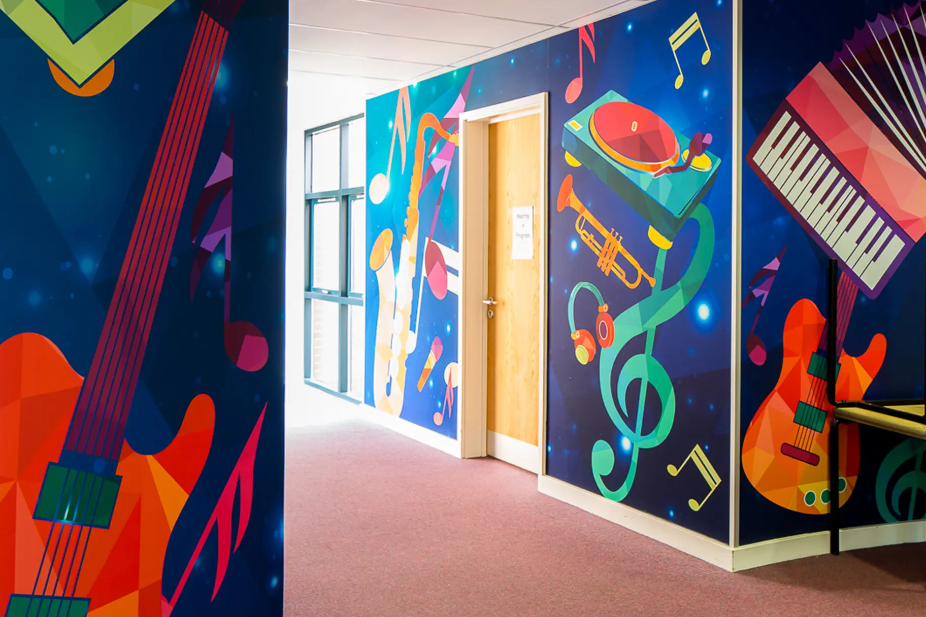 Ravenswood Schools bespoke music themed classroom corridor wall art