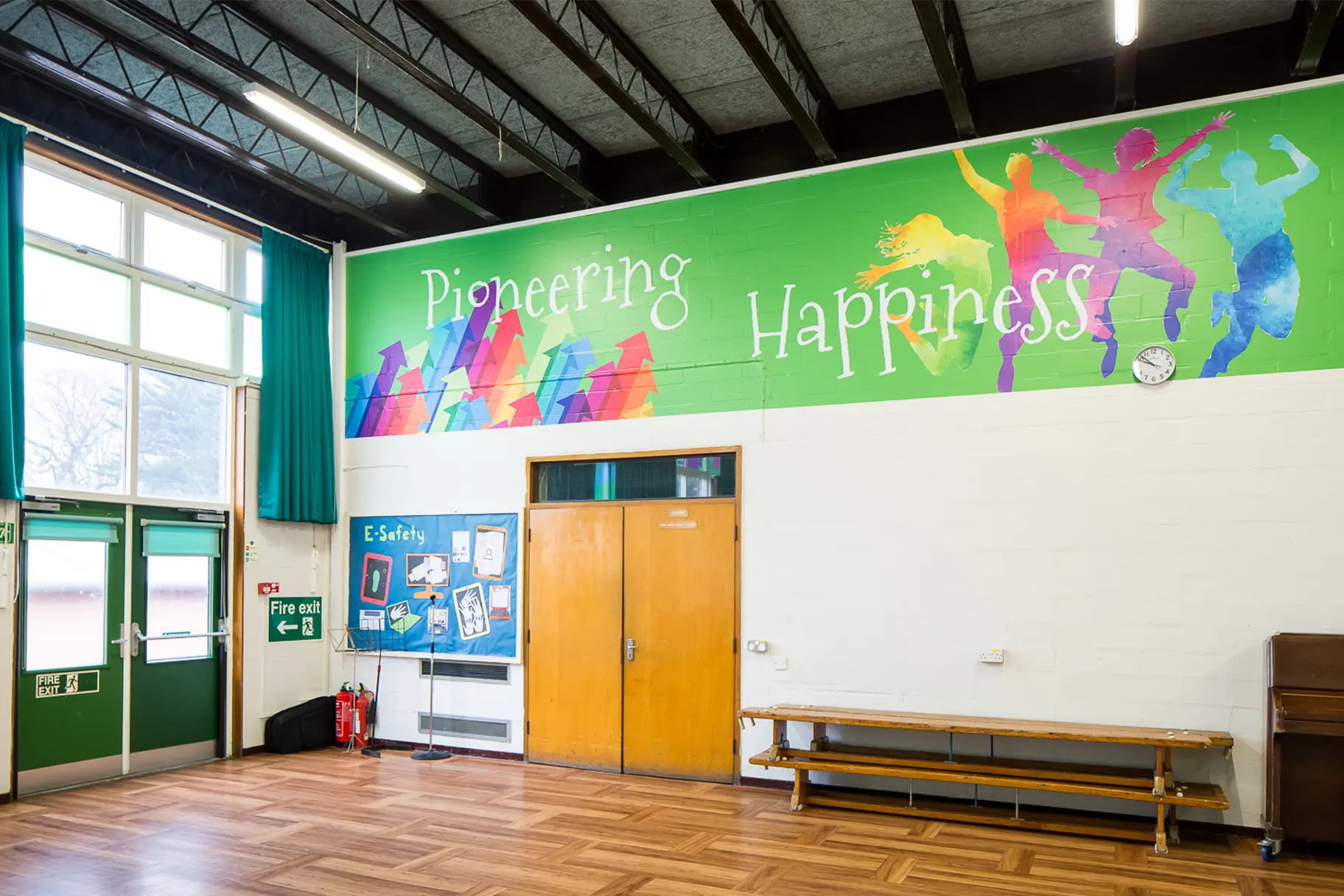 Streatham Wells bespoke key values feature school hall wall art