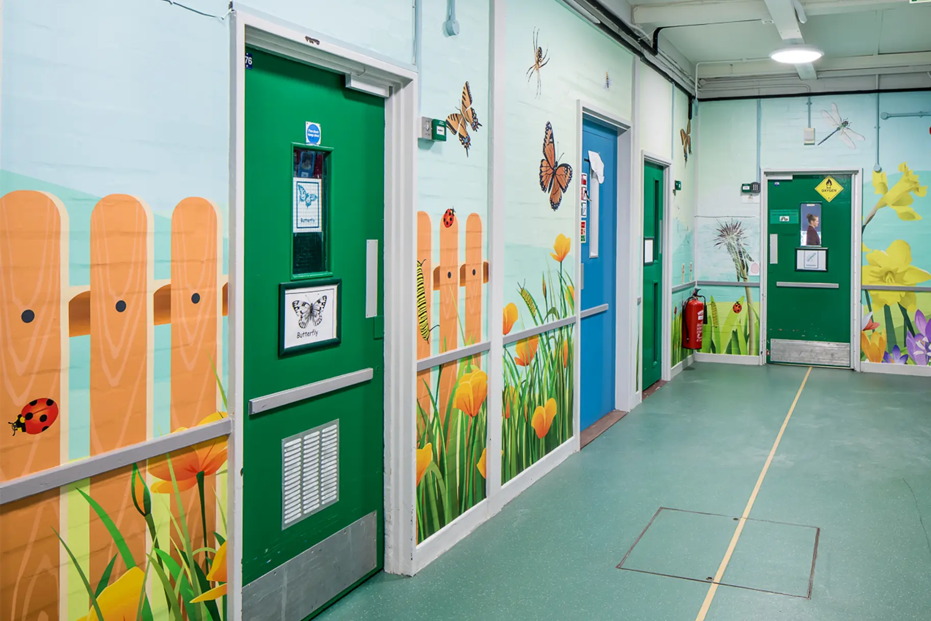 School bespoke corridor mini beasts nature wall art design