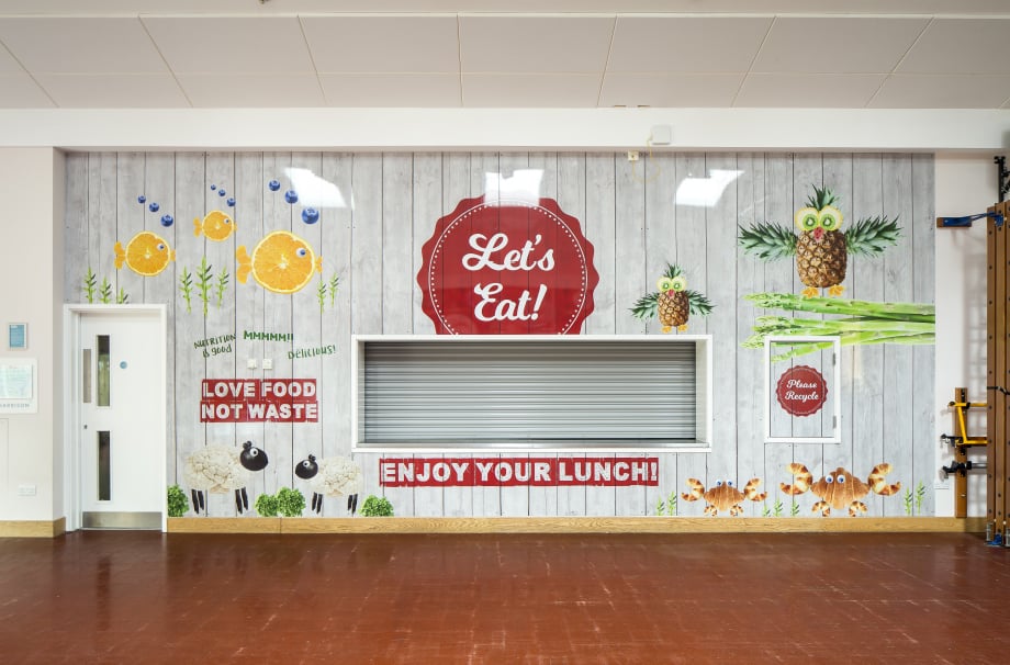 West Acton School healthy eating canteen feature wall art