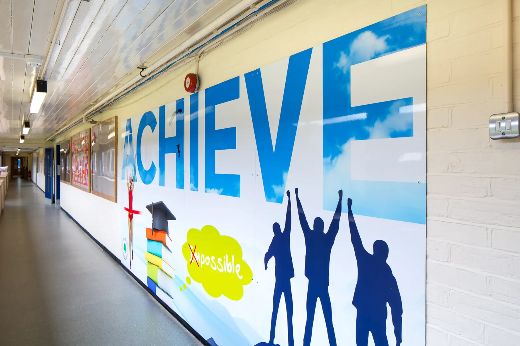 Southwood Primary motivating school key values corridor wall art