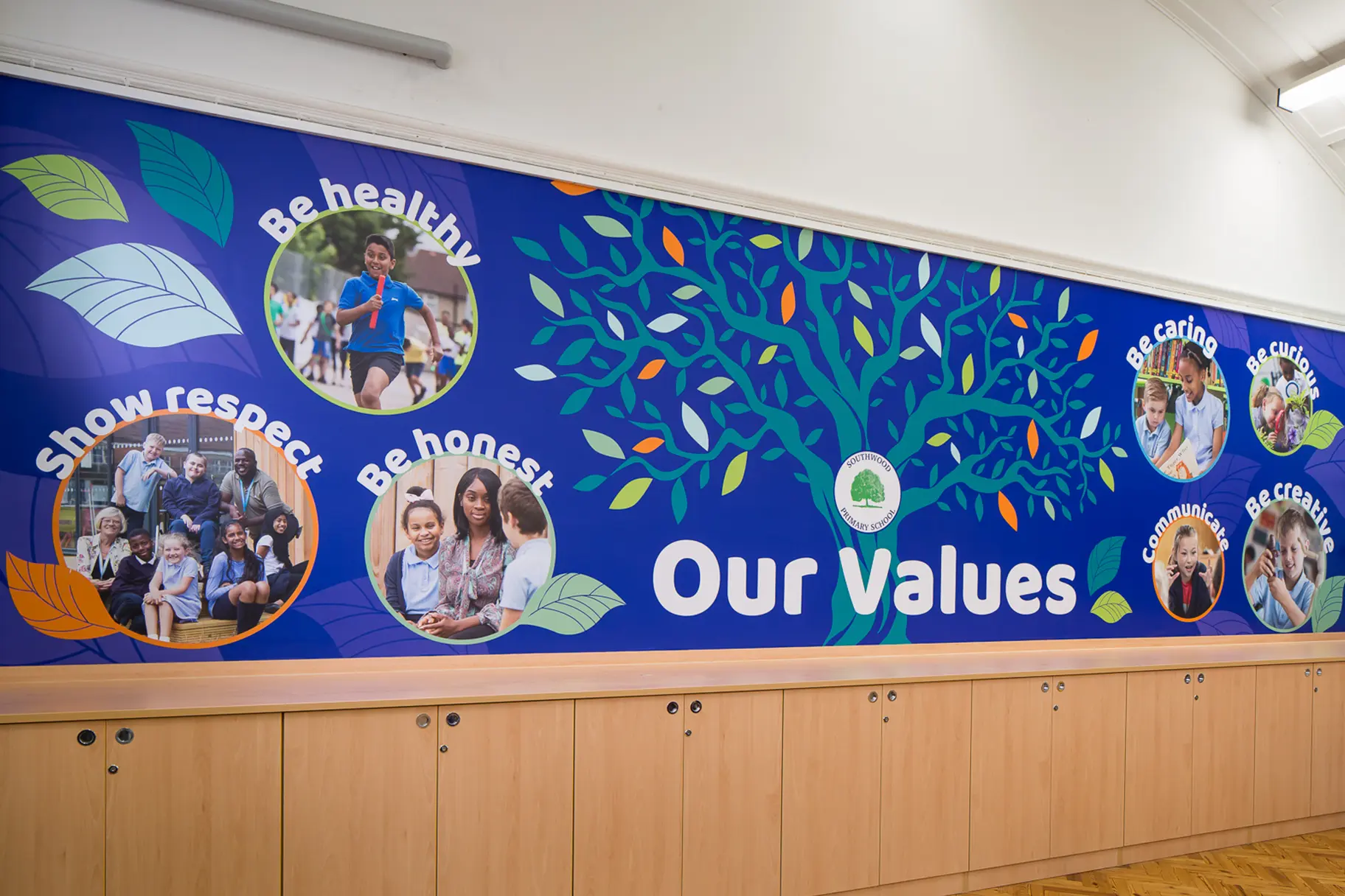 Southwood Primary School key values storyboards wall art