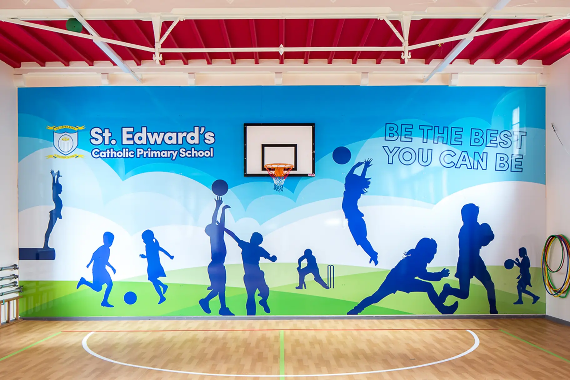 St Edwards large format sports themed school wall art