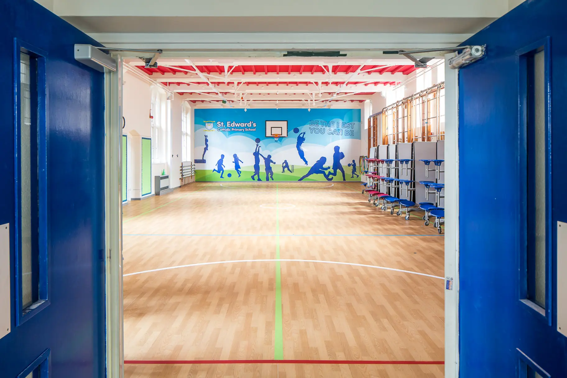 St Edwards School large format sports hall wall art