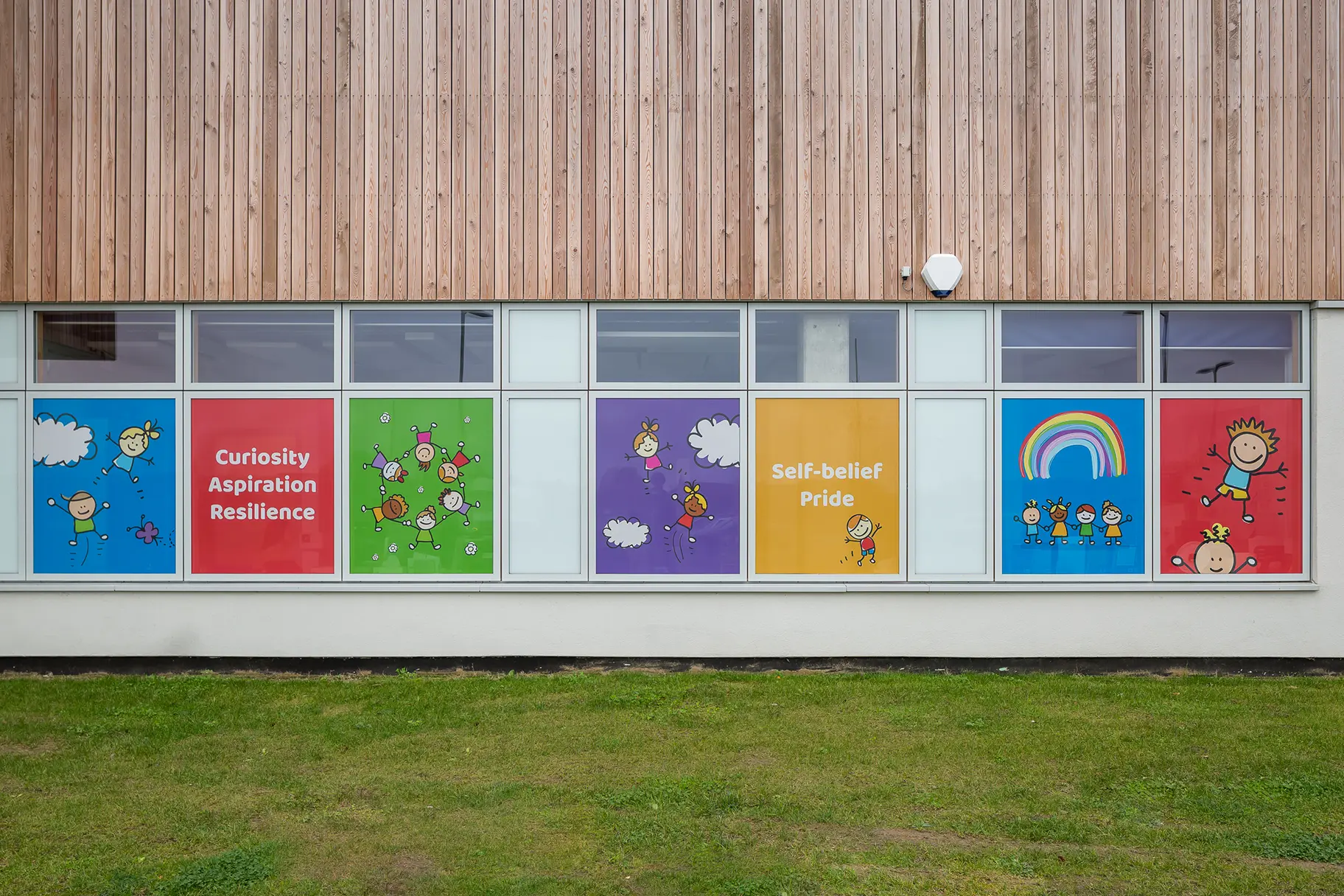Halfway Houses Primary School bespoke external window wall art