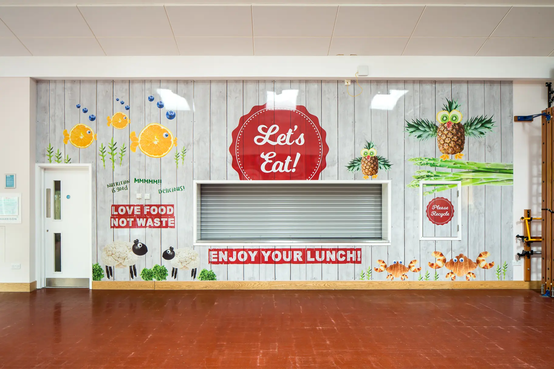West Acton School healthy eating canteen feature wall art