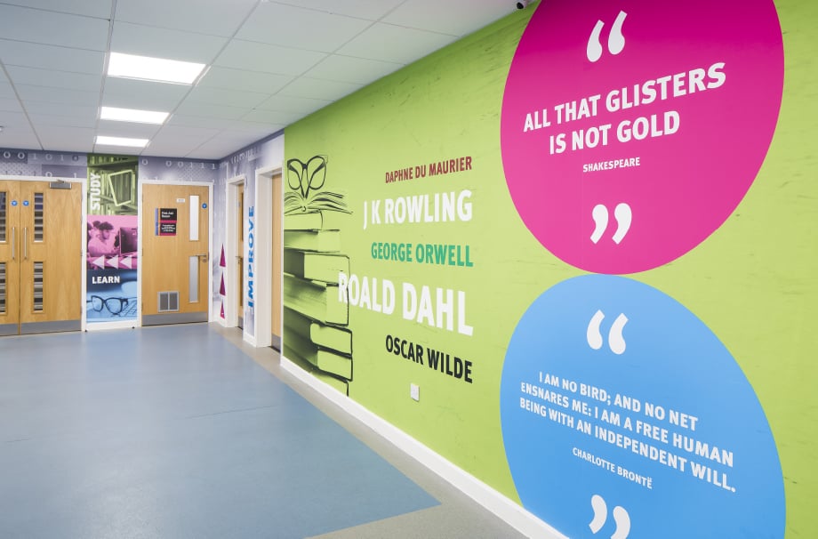 Stanmore College Inspirational literature quotes corridor wall art