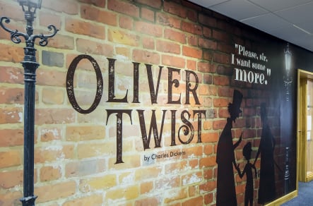 Oliver Twist English literature themed school hallway wall art