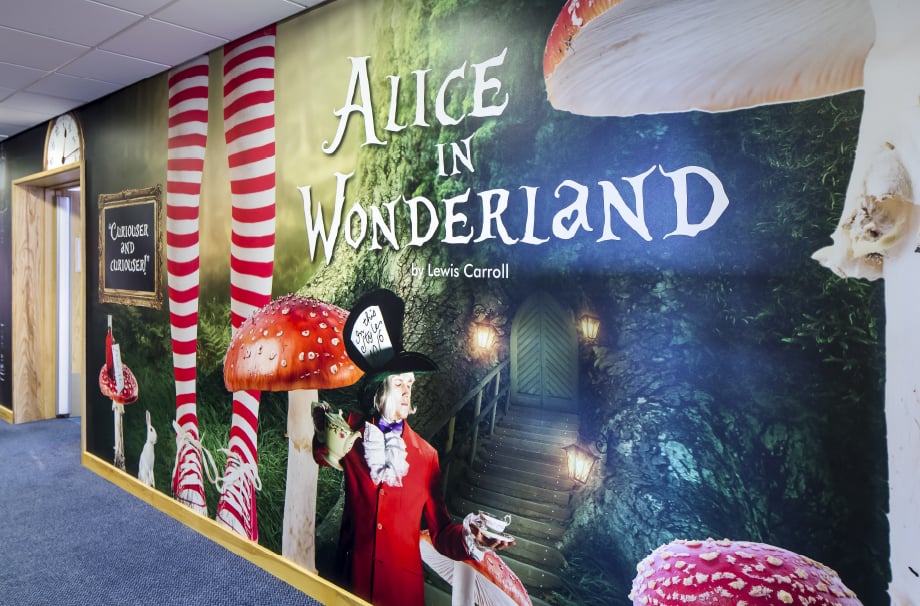 Lee Chapel School Alice in Wonderland literature themed wall art