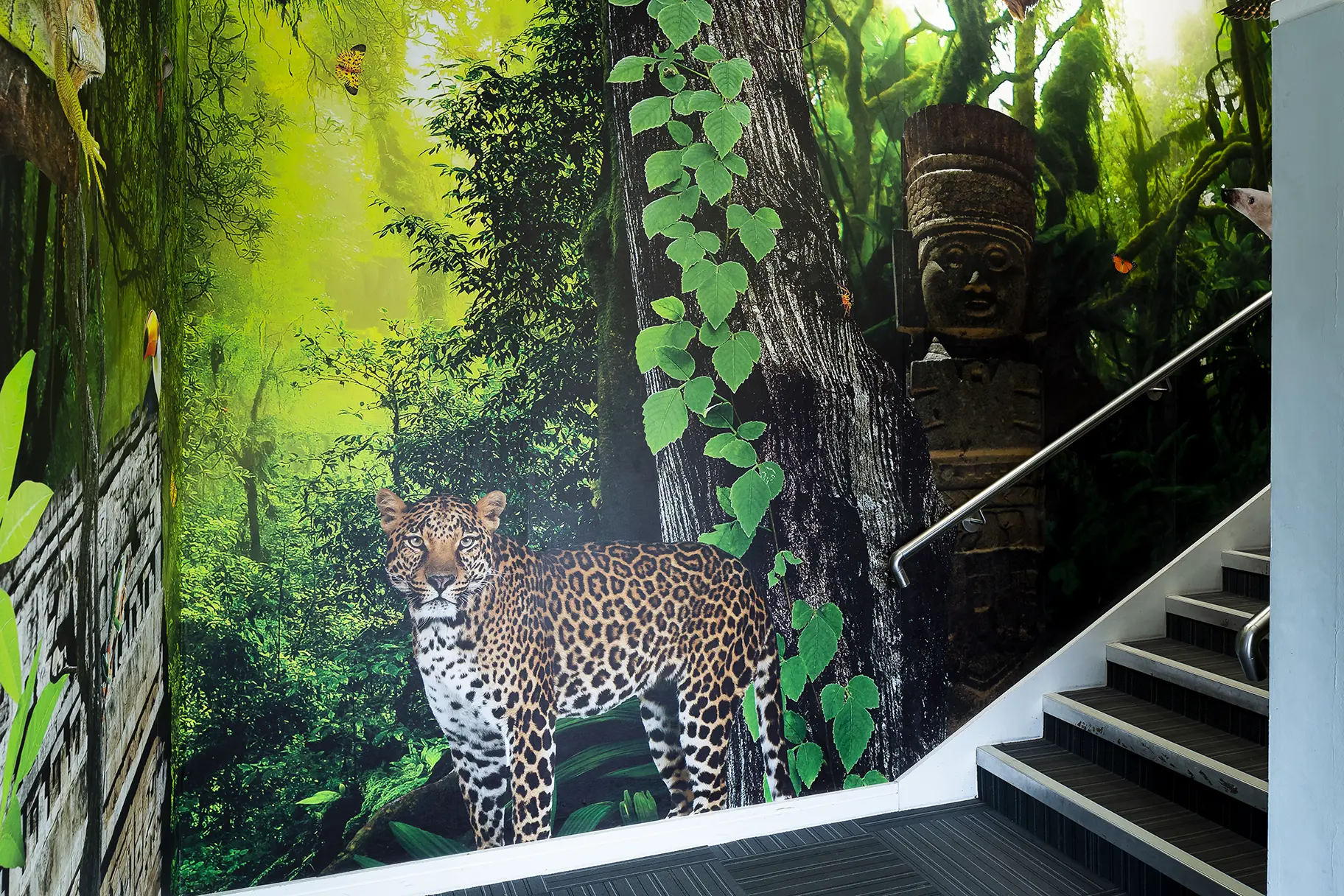 Fredrick Bird Primary School rainforest stairway wall art