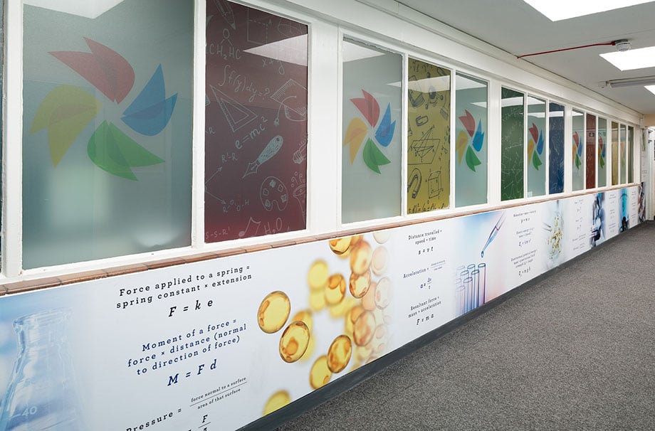 Science themed corridor and window vinyl Wall Art