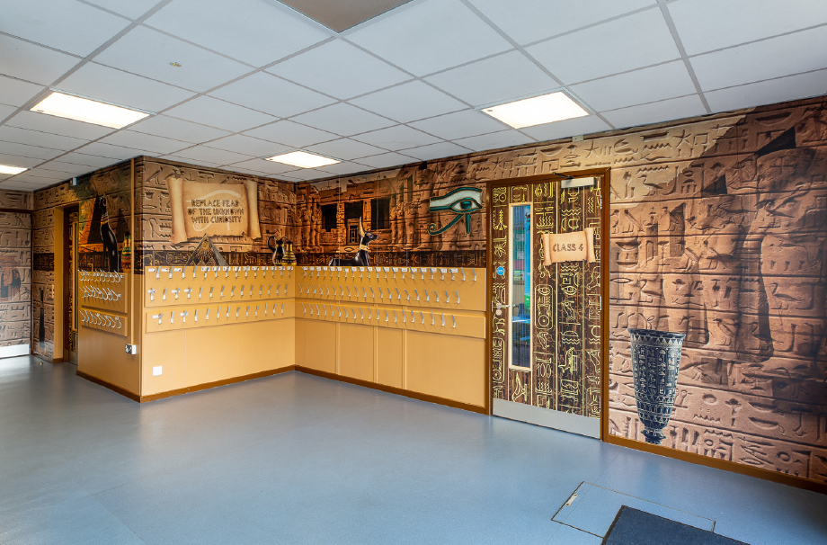 Egyptian themed cloakroom