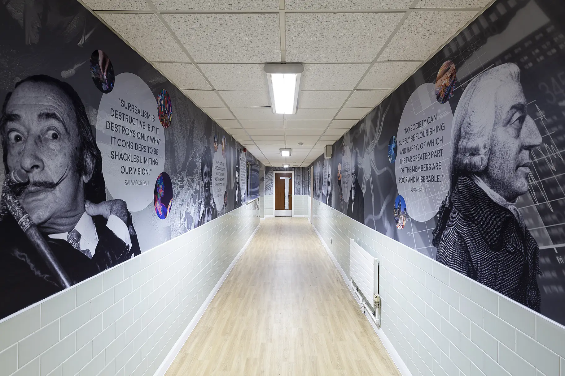 Bishop Challoner school sixth form subject corridor wall art