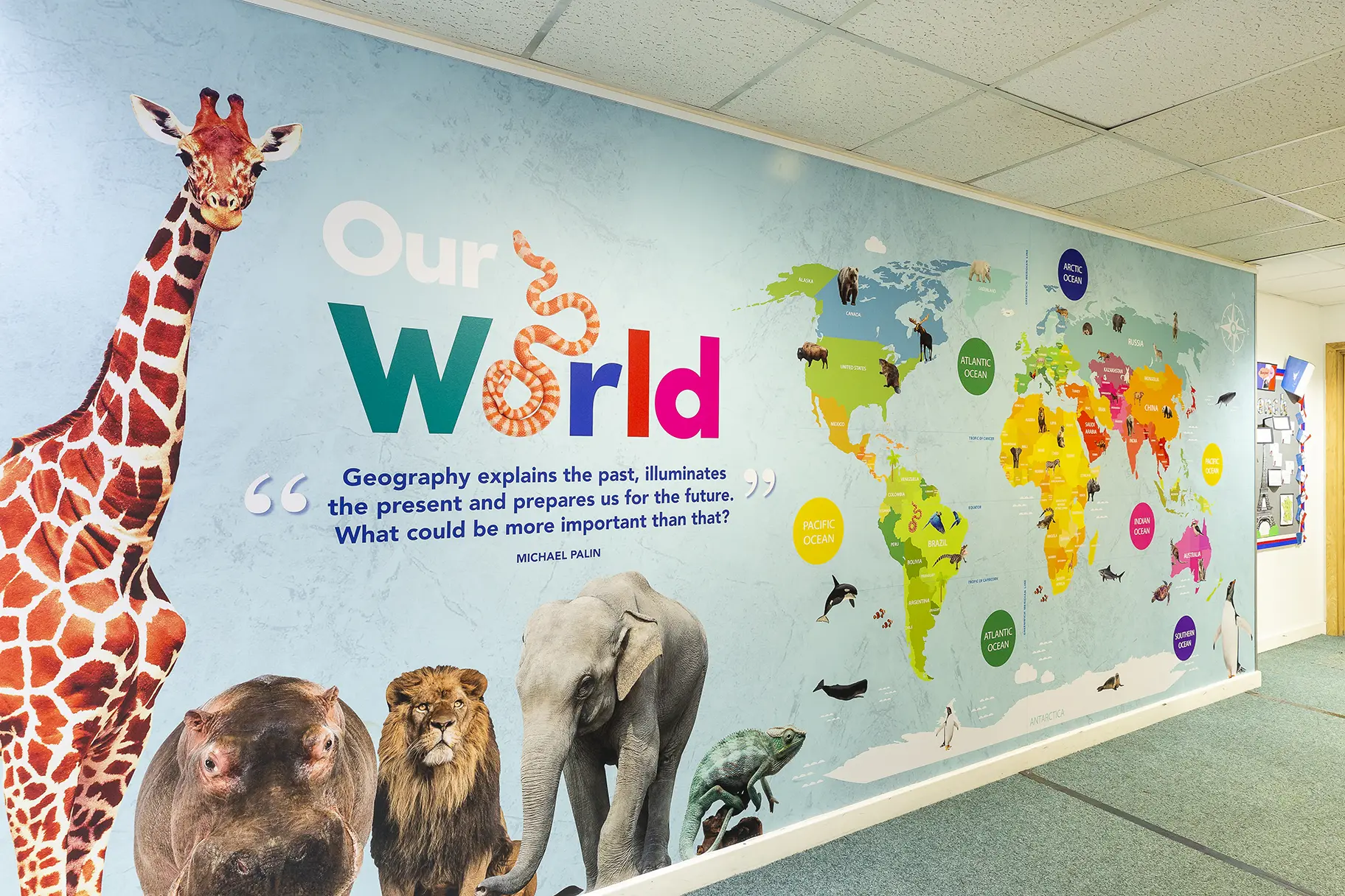 Buckingham Park Primary School world map wall art