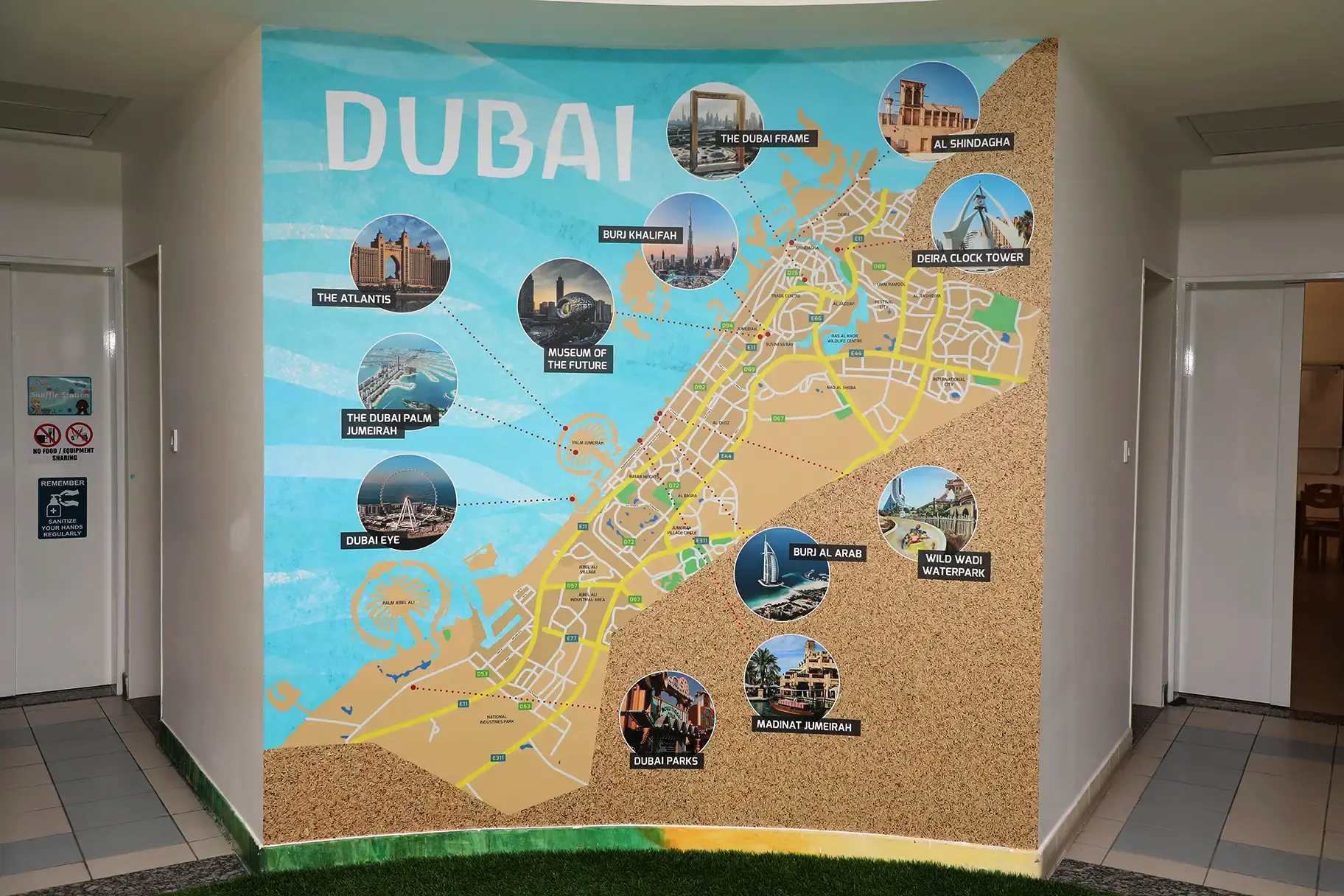 english college dubai map wall art