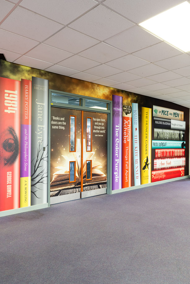 The ebbsfleet academy library wall art
