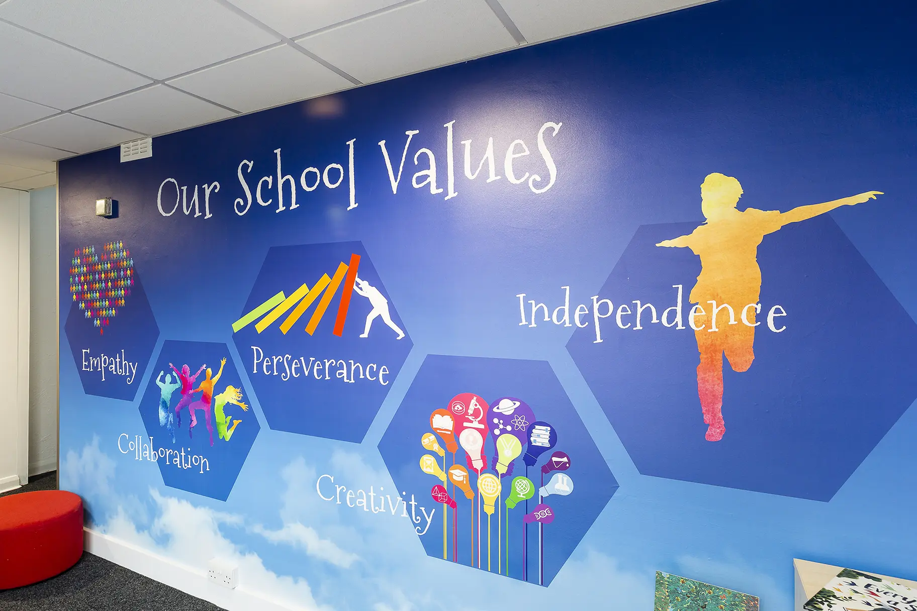 PYS Buckingham Park Primary School welcome wall