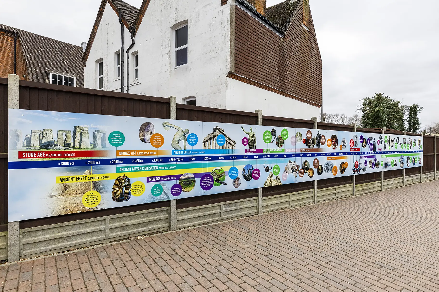 victoria road primary outdoor timeline wall art