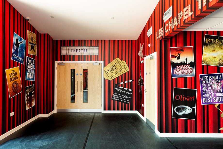 World Theatre Day Designs featuring shows against theatre curtain backdrop