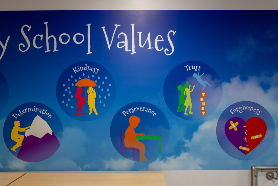 Downside primary school values wall art