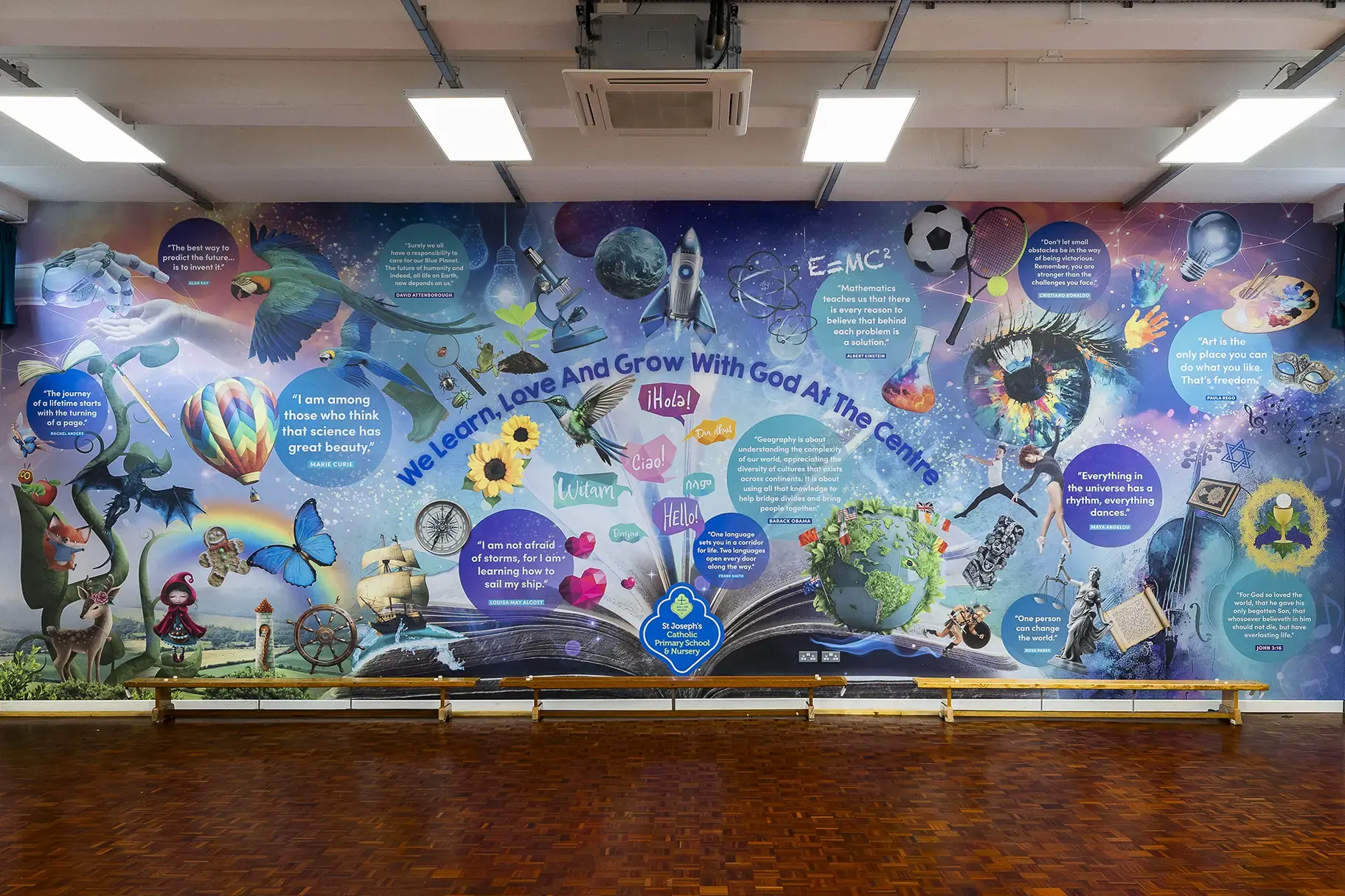 St Josephs Catholic Primary and Nursery hall wall art
