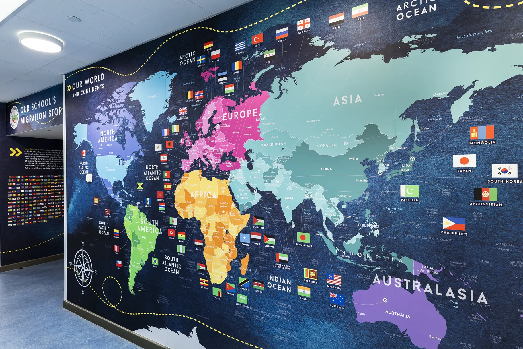 John perryn primary school world map wall art