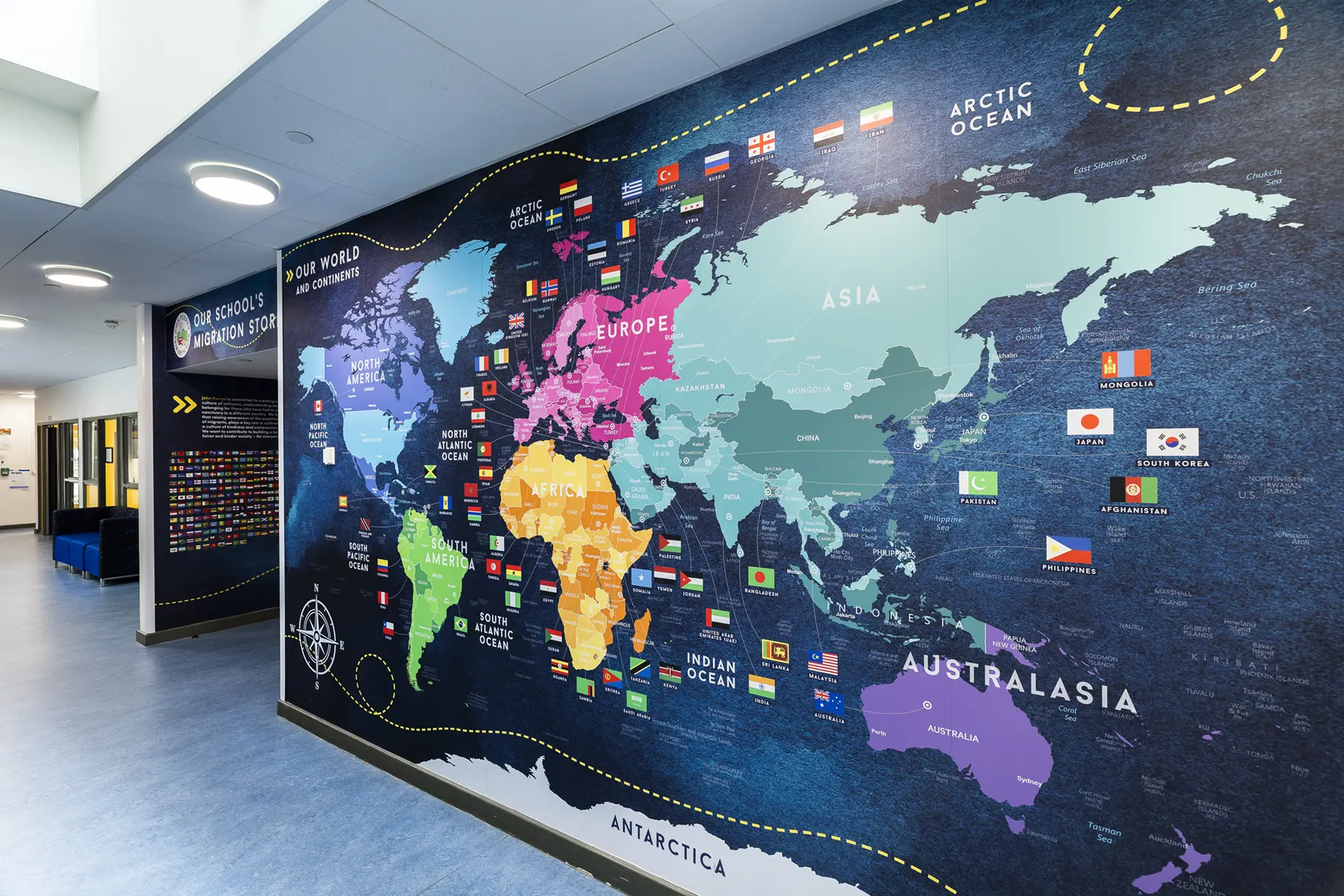 John perryn primary school world map wall art