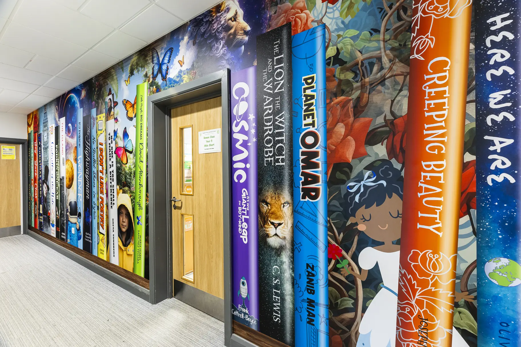 Ryedene Primary school library corridor wall art