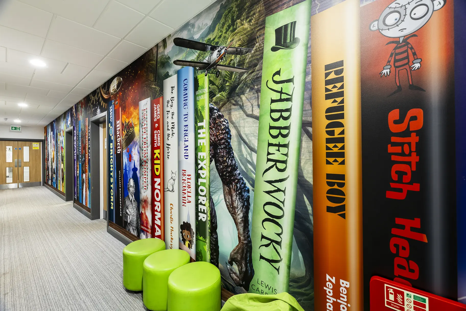 Ryedene Primary school library corridor wall art