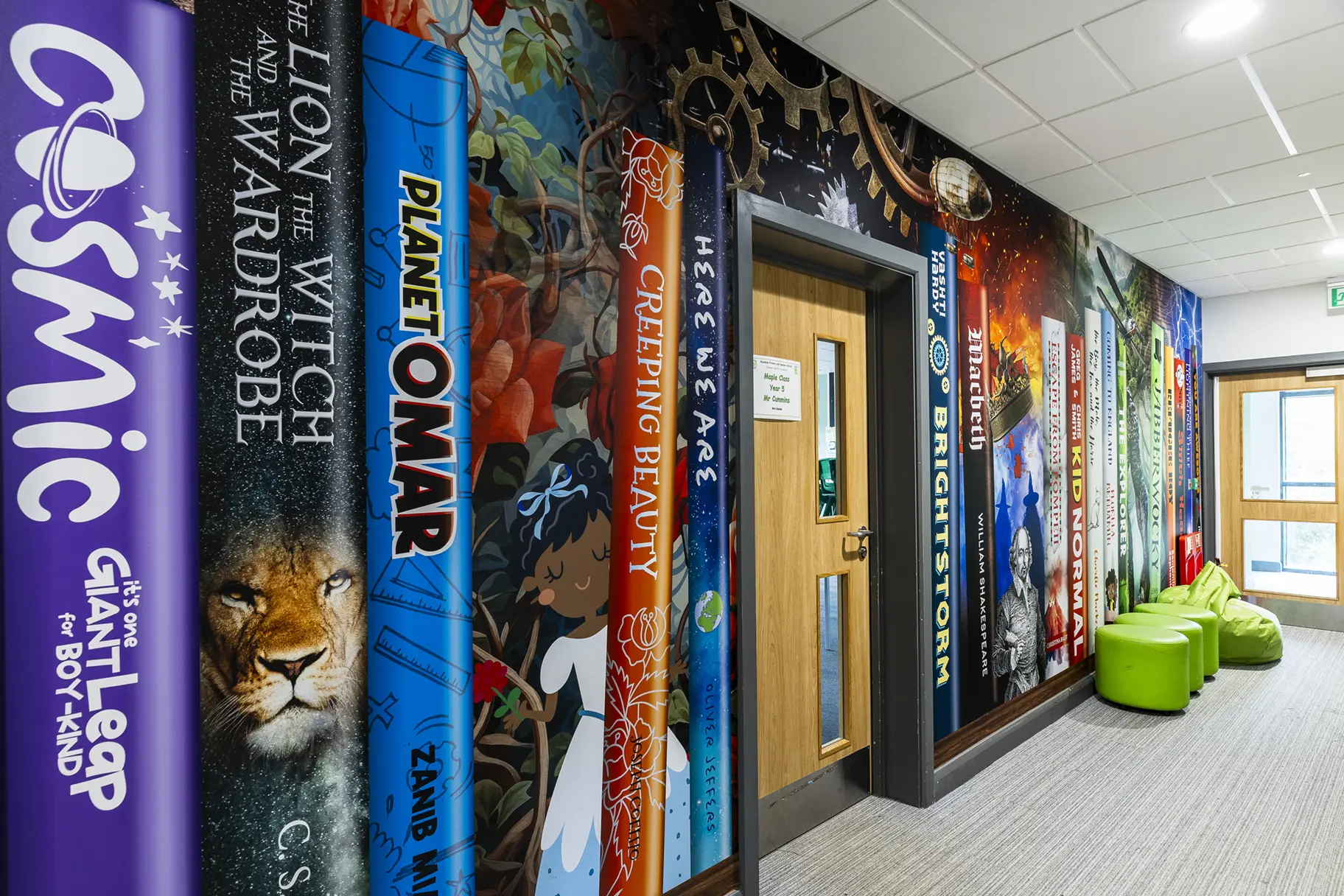 Ryedene Primary school library corridor wall art