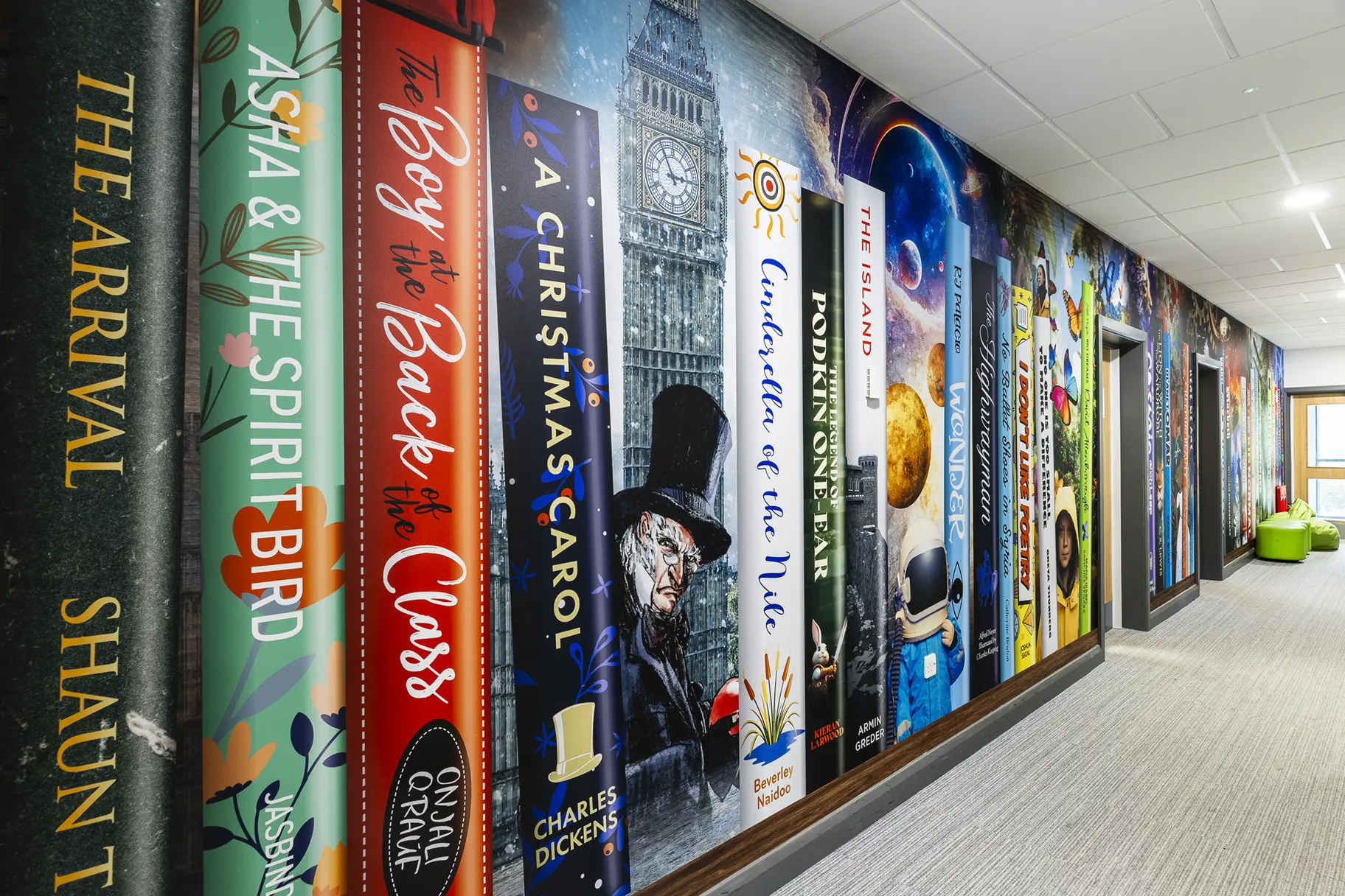 Ryedene Primary school library corridor wall art