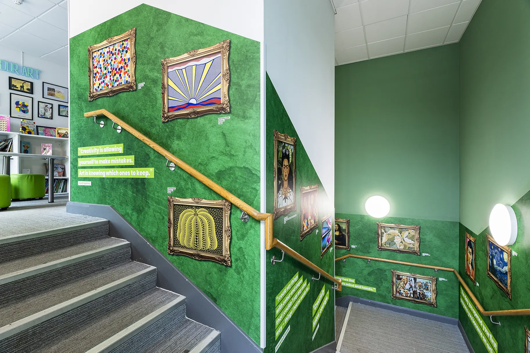 Ryedene Primary and Nursery School art stairwell wall art