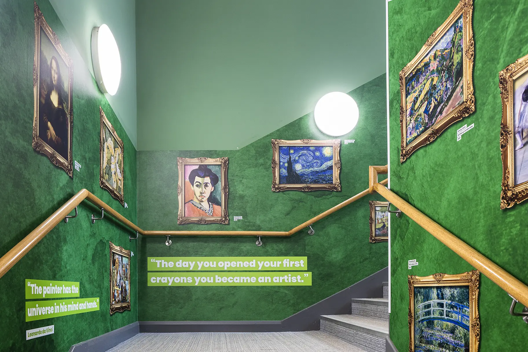 Ryedene Primary and Nursery School art stairwell wall art