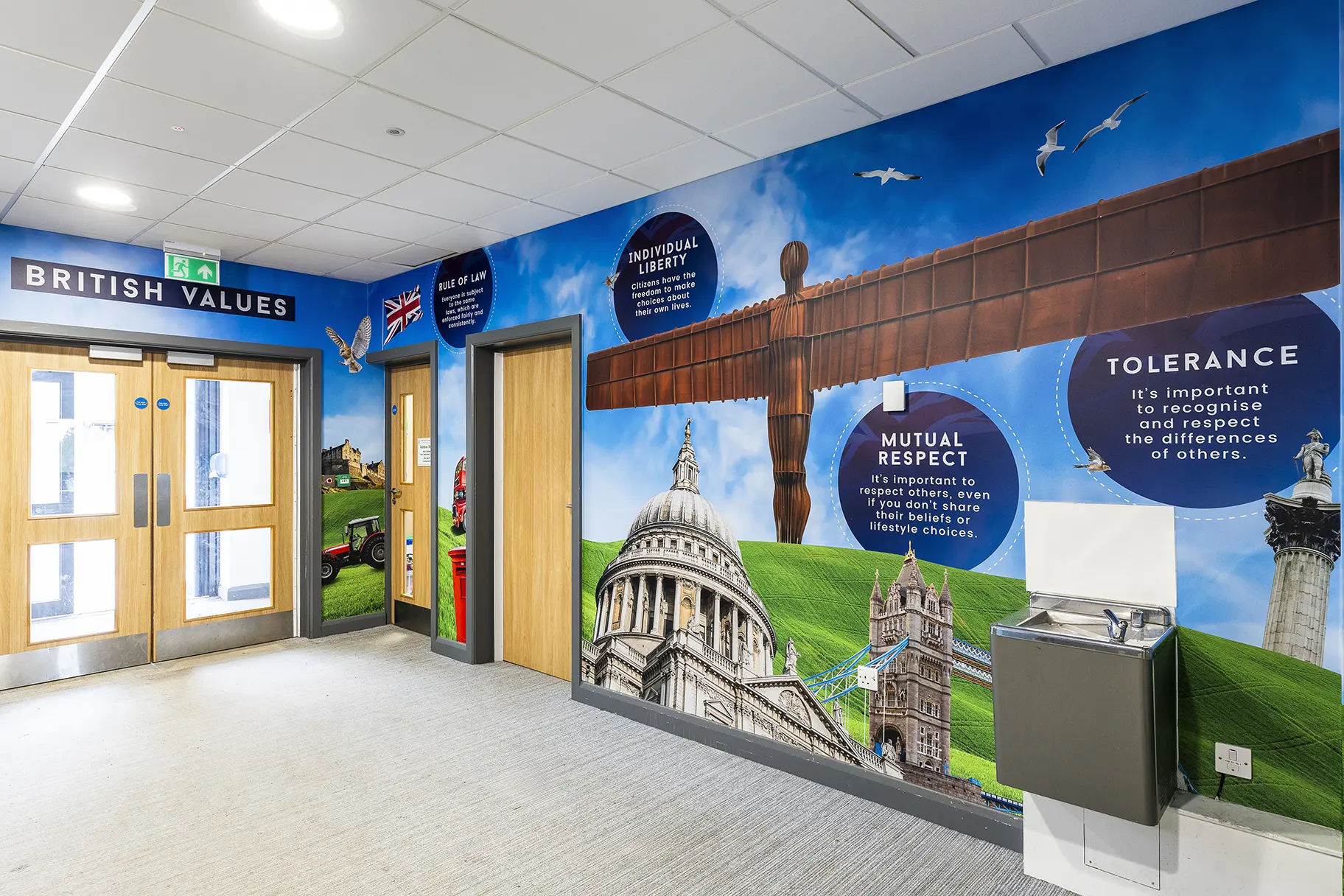 Ryedene Primary and Nursery School british values wall art