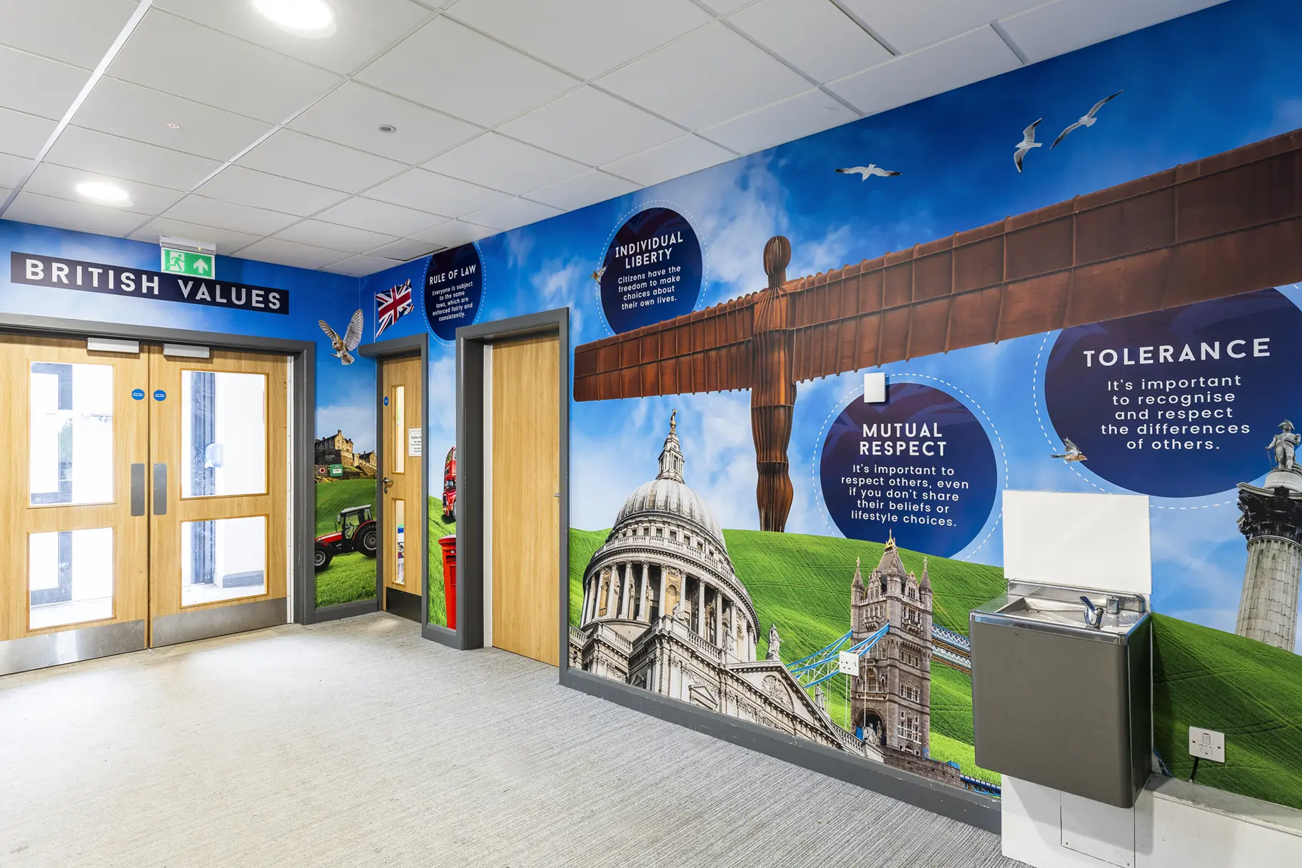 Ryedene Primary and Nursery School british values wall art