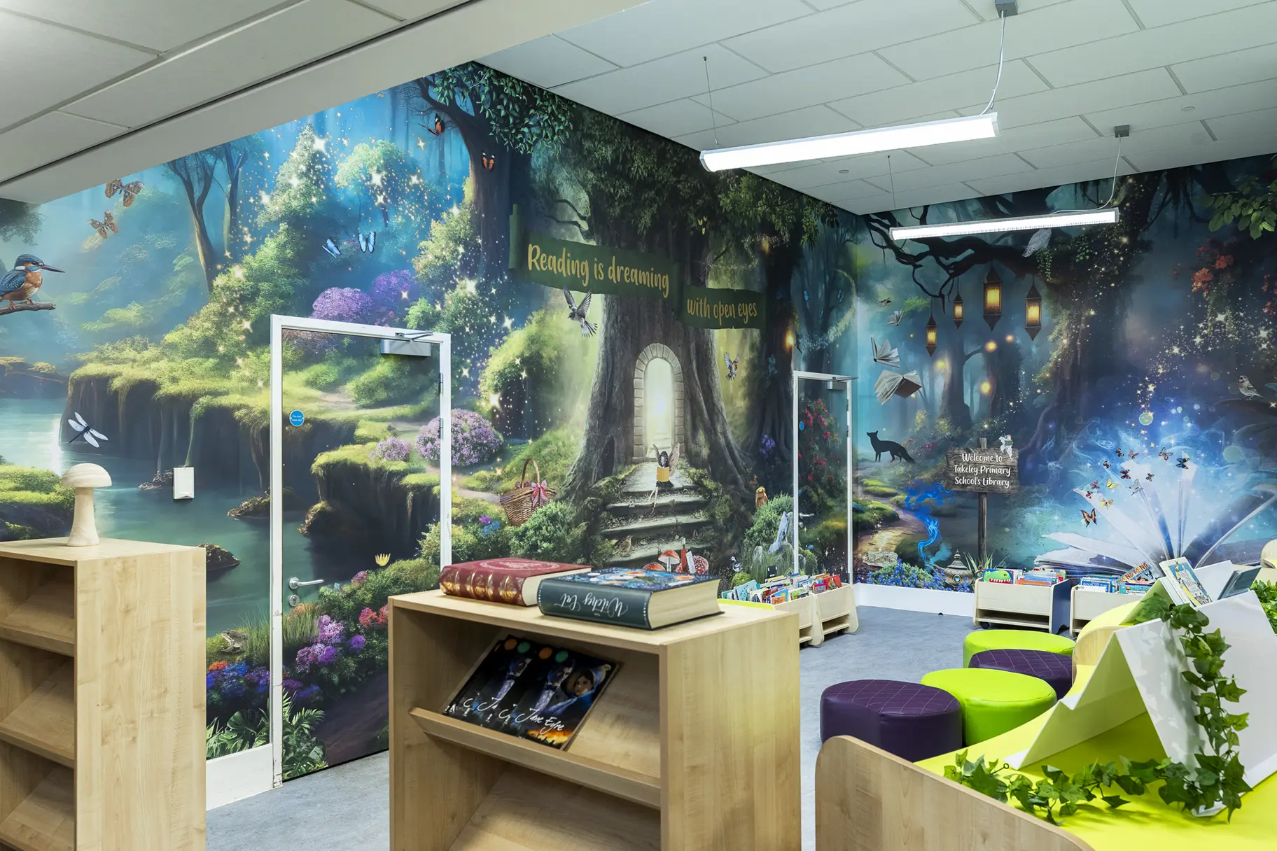 Takeley Primary School library wall art