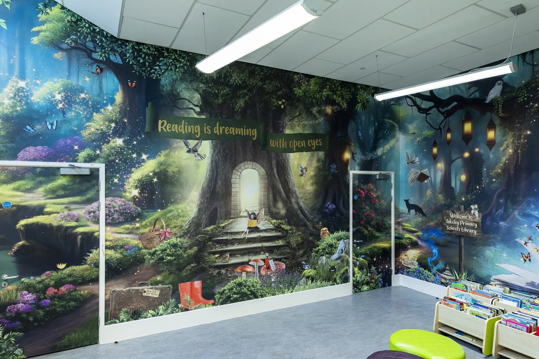 Takeley Primary School library wall art
