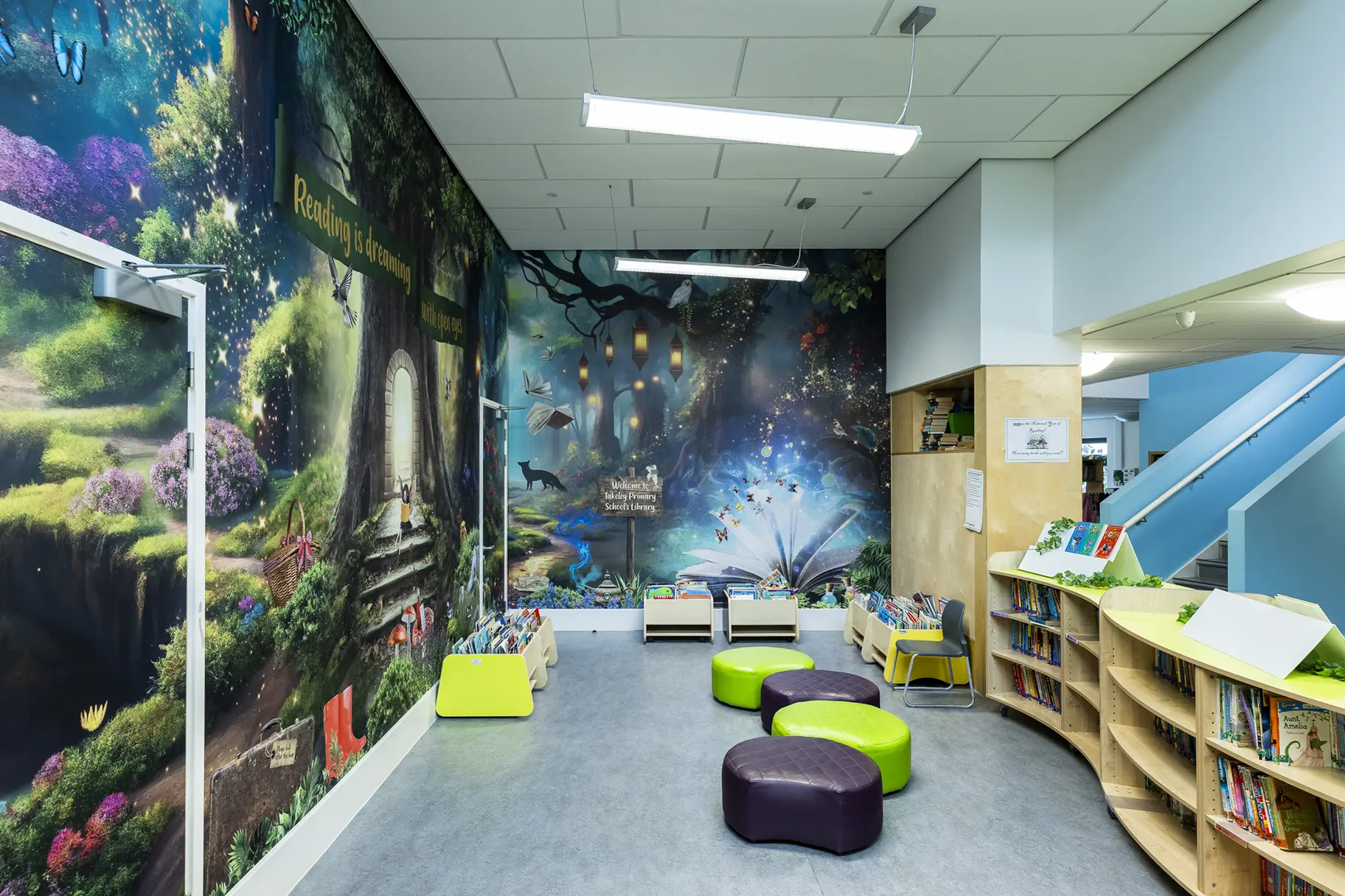 Takeley Primary School library wall art