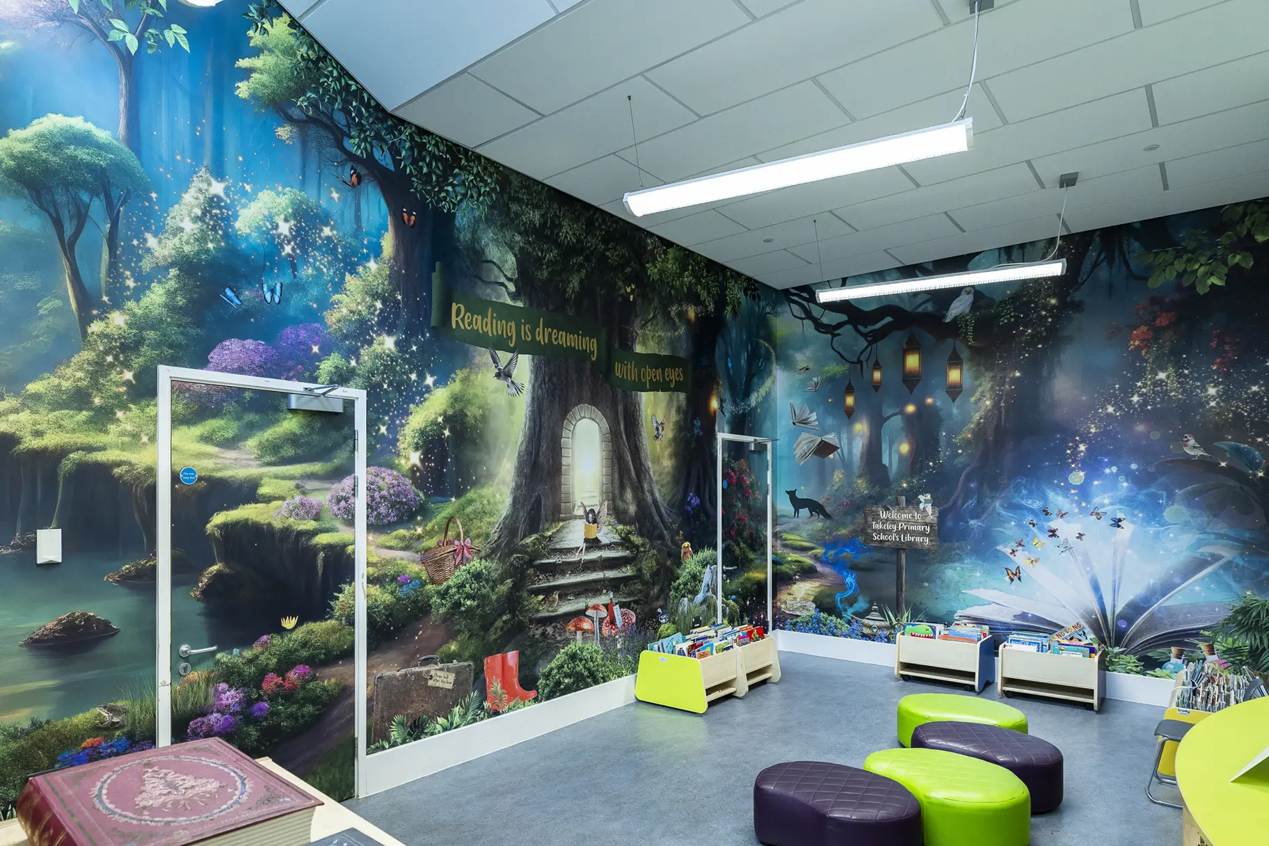 Takeley Primary School library wall art