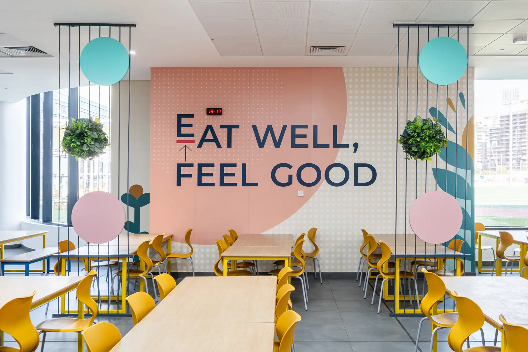 nord anglia abu dhabi canteen wall art